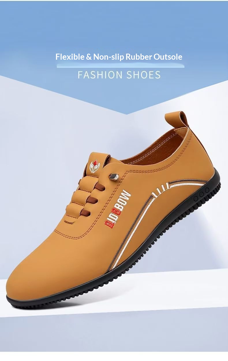 Voyage Voyage Men's Leather British Style Breathable Soft Sole Casual Flat Slip-On Lazy Shoes Trendy Loafers_voghion.com