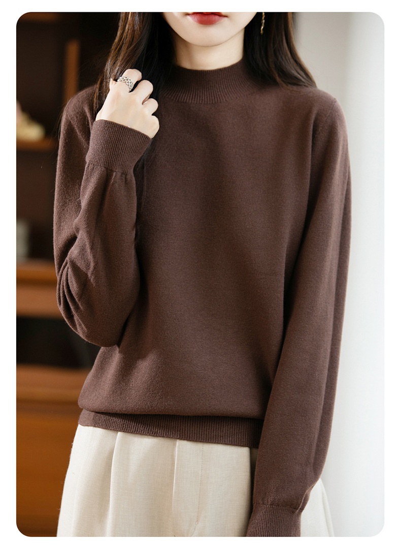 ChicShe ChicShe Half Turtleneck Knitted Sweater Women, Short Style, Autumn And Winter New Pullover, Long Sleeve Top, Andy Velvet Base_voghion.com