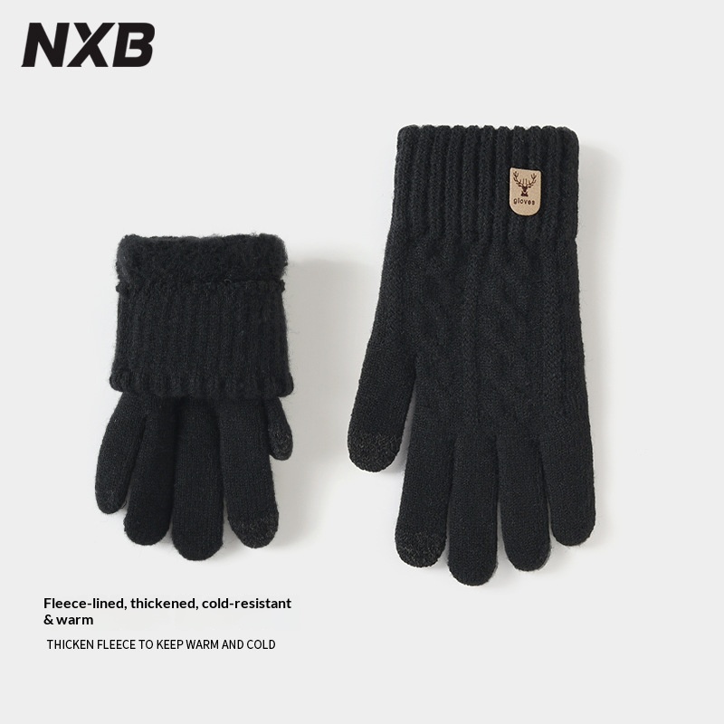 Guanti invernali caldi per touchscreen, foderati in pile, spessi, antiscivolo, per guida e ciclismo, antifreddo, lavorati a maglia, da uomo, protezione dal freddo_voghion.com