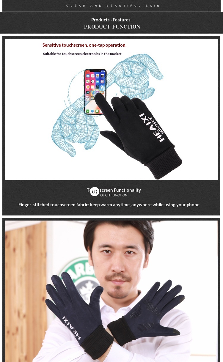 Guanti in pelle scamosciata Boy Boy per uomo e donna, per coppie, autunno inverno, caldi, foderati in pile, spessi, touchscreen, antiscivolo, per sport all'aria aperta_voghion.com