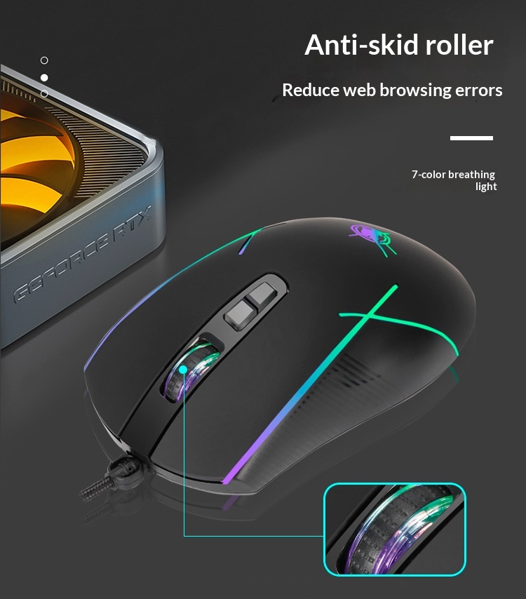 Digitex Digitex Pengbai X1 Mecha Braided Wire Gaming Mouse Computer Accessories USB Cross-Border Colorful Lighting Effect_voghion.com