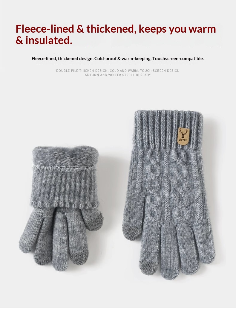 Guanti invernali caldi per touchscreen, foderati in pile, spessi, antiscivolo, per guida e ciclismo, antifreddo, lavorati a maglia, da uomo, protezione dal freddo_voghion.com