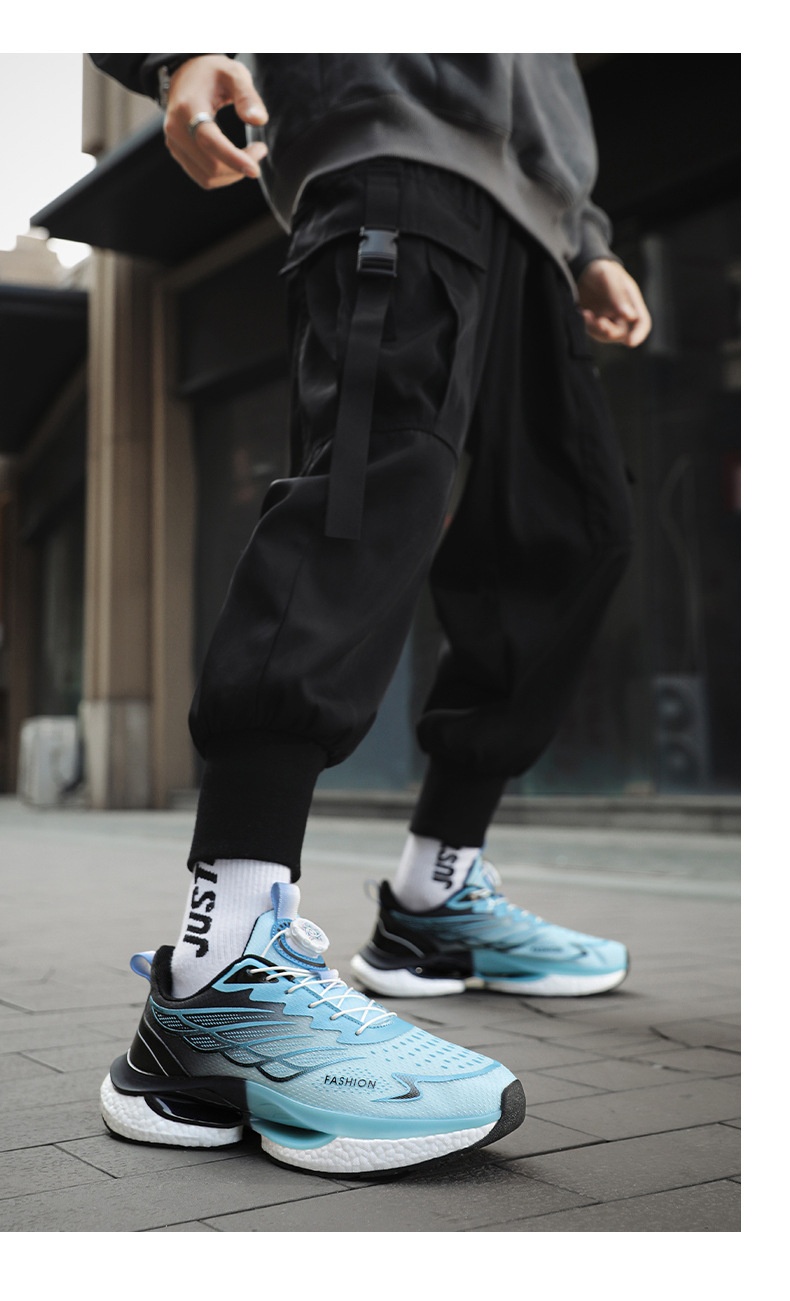 Zees 2024 Nuove scarpe da corsa con bottoni rotanti, estive, traspiranti, suola spessa, ammortizzanti, stile popcorn, da uomo_voghion.com