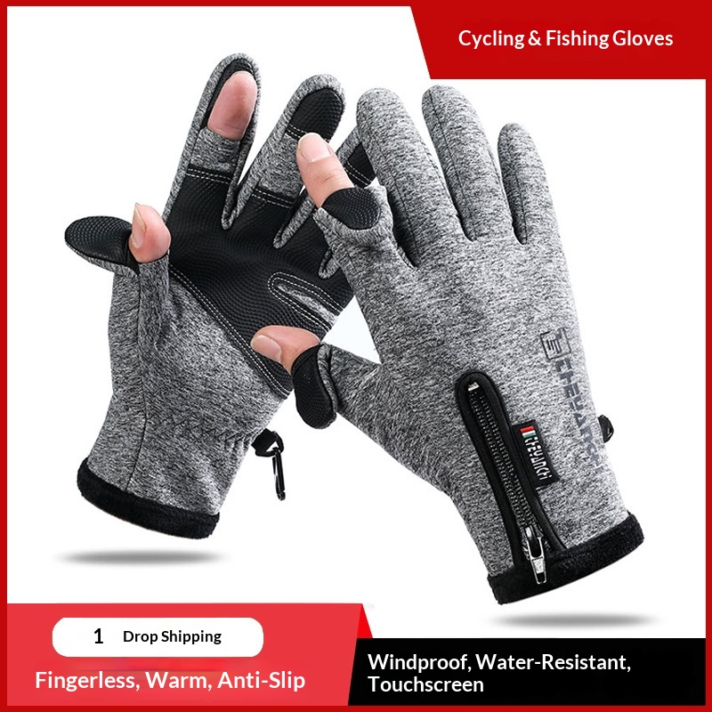 Junge Junge Junge Herbst und Winter Warm Sport Radfahren Winddicht Wasserabweisend Rutschfest Finger Touchscreen Zwei-Finger-Bedienung Angeln_voghion.com