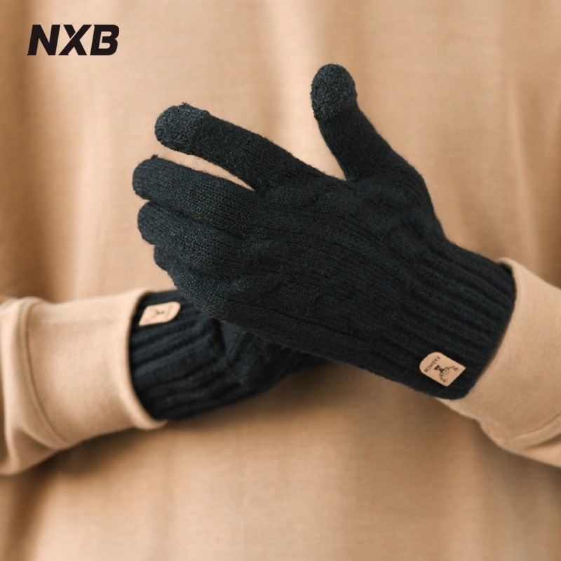 Guanti invernali caldi per touchscreen, foderati in pile, spessi, antiscivolo, per guida e ciclismo, antifreddo, lavorati a maglia, da uomo, protezione dal freddo_voghion.com