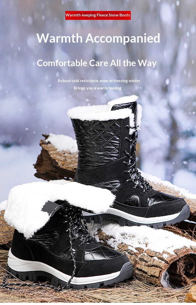 Bottes d'extérieur Zees avec doublure polaire pour femmes, chaussures de randonnée et de sport chaudes pour l'automne et l'hiver, bottes hautes imperméables en coton._voghion.com