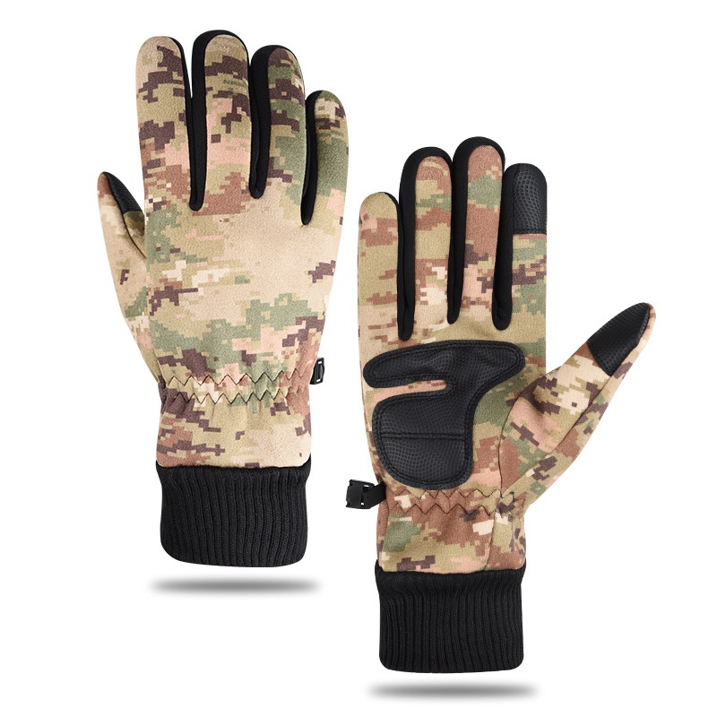 boy Boy Boy Fleece-Lined Warm Gloves Men Tactical Dead Leaf Camouflage Riding Suede Outdoor Climbing Non-Slip Touchscreen_voghion.com