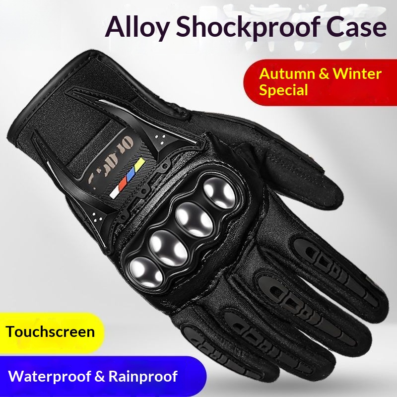 Guanti da moto Boy Boy per uomo, autunno e inverno, caldi, antiscivolo, da equitazione, touchscreen, abbigliamento da motociclista, per tutte le stagioni,_voghion.com