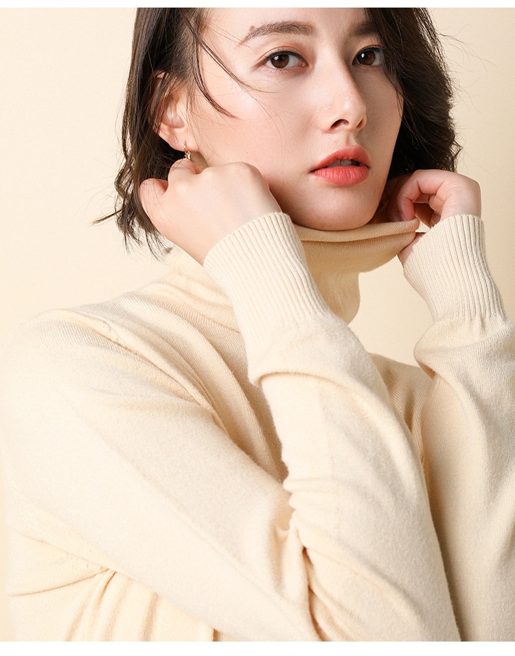 ChicShe ChicShe 2025 Autumn Winter New Women's Sweater Korean Style Pile Collar Slim Fit Inner Layer Base Shirt Knitted Wool_voghion.com