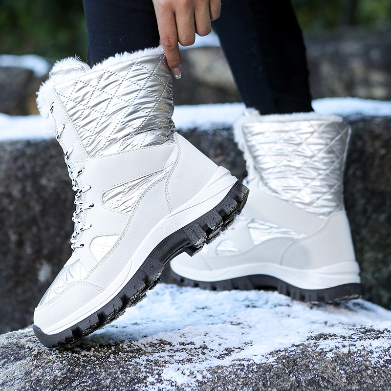 Bottes d'extérieur Zees avec doublure polaire pour femmes, chaussures de randonnée et de sport chaudes pour l'automne et l'hiver, bottes hautes imperméables en coton._voghion.com