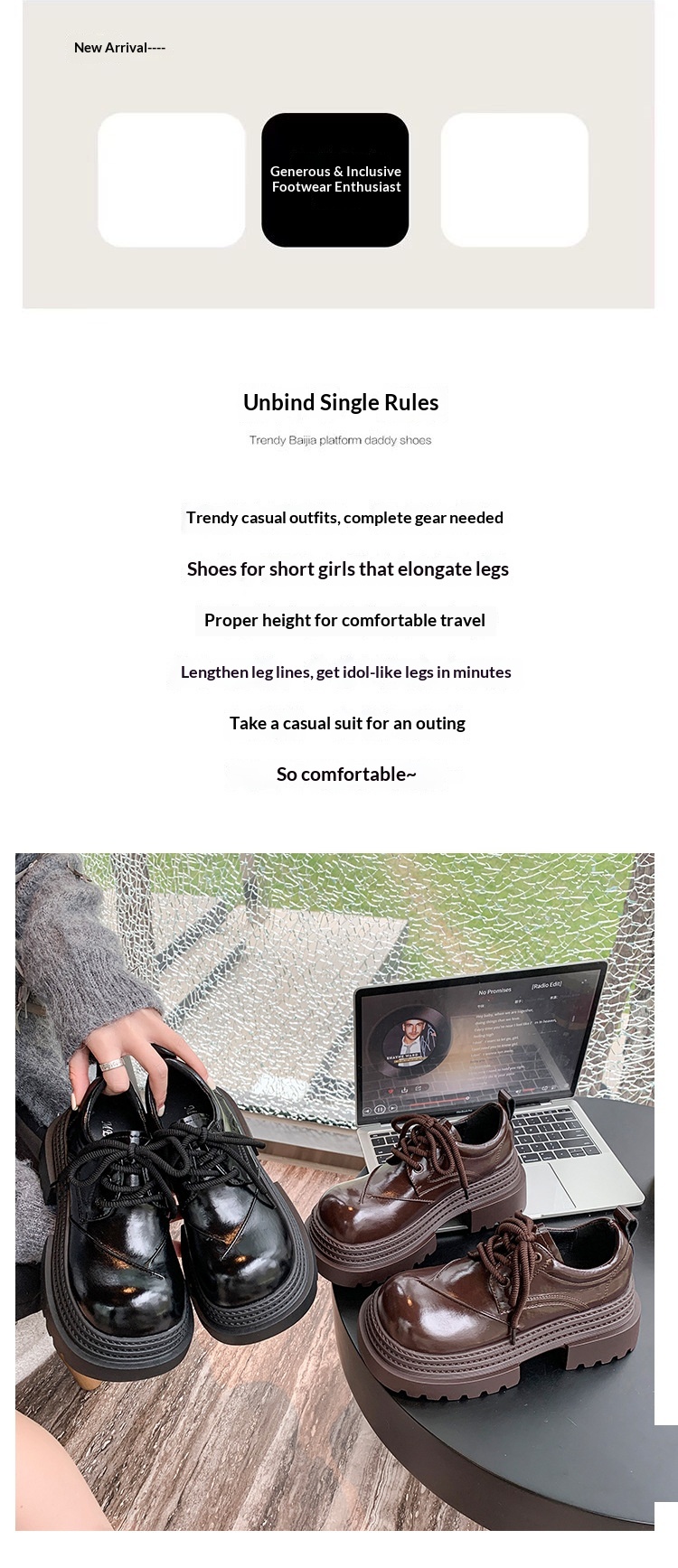 Voyage Damen-Lederschuhe mit dicker Sohle, britische Derby-Schnürschuhe mit großer Zehenpartie, neues Modell Frühjahr 2025, Slipper mit Absatz._voghion.com