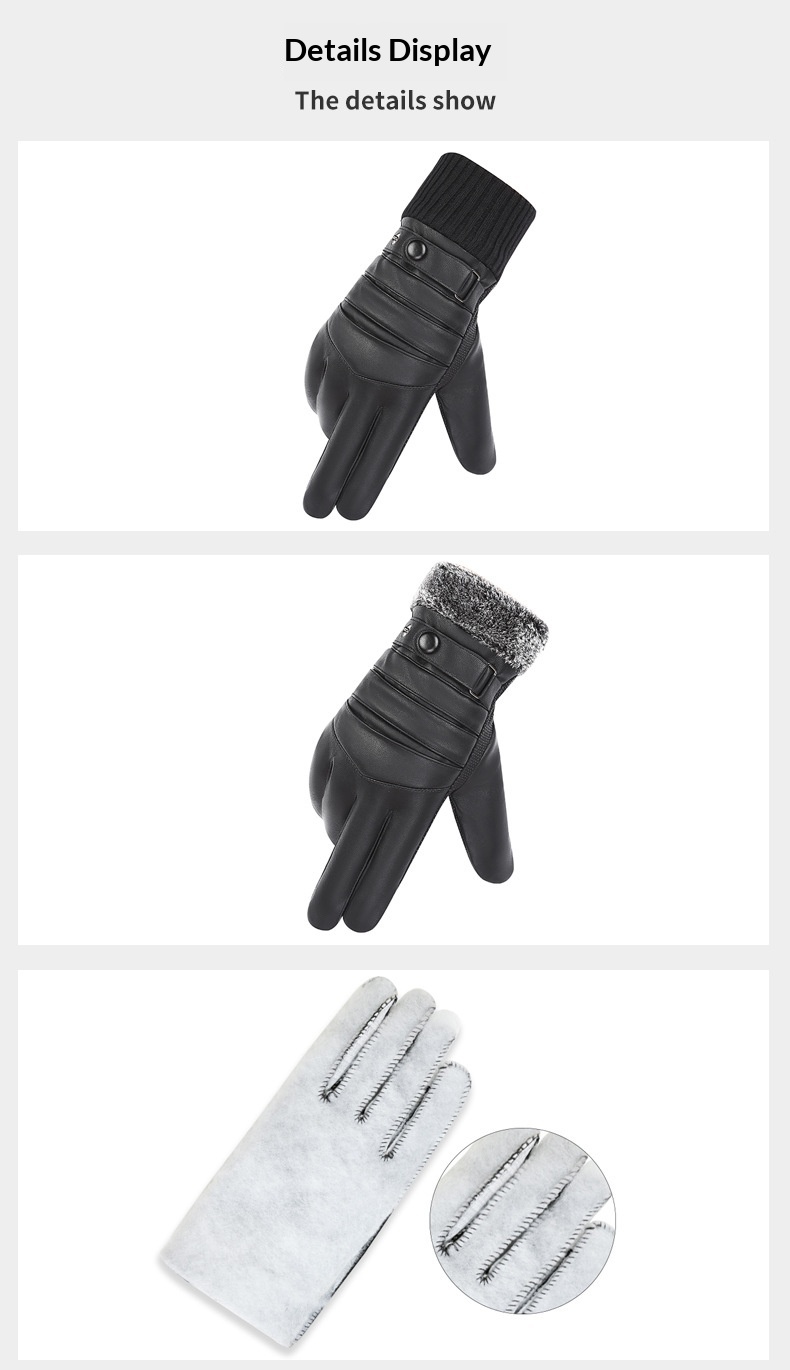 boy Boy Boy Men's Leather Gloves Winter Windproof Warm Fleece Lined Thickened Outdoor Sports Cold-Proof Waterproof Cycling_voghion.com