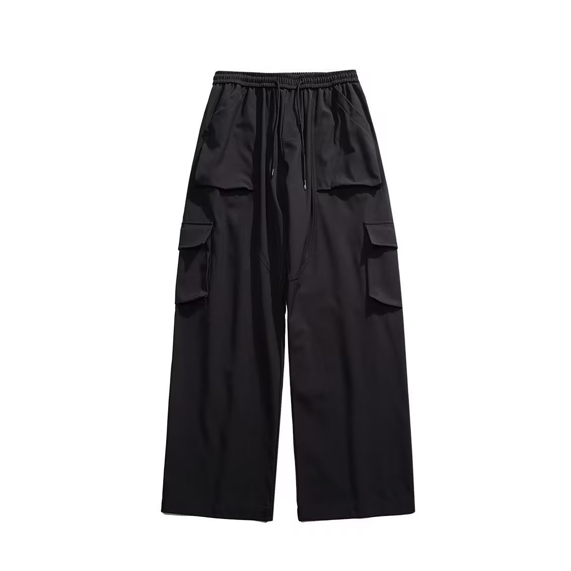 boy Black Cargo Casual 2023 Spring Autumn Versatile Stylish Wide-leg Sports Straight Pants For Men_voghion.com