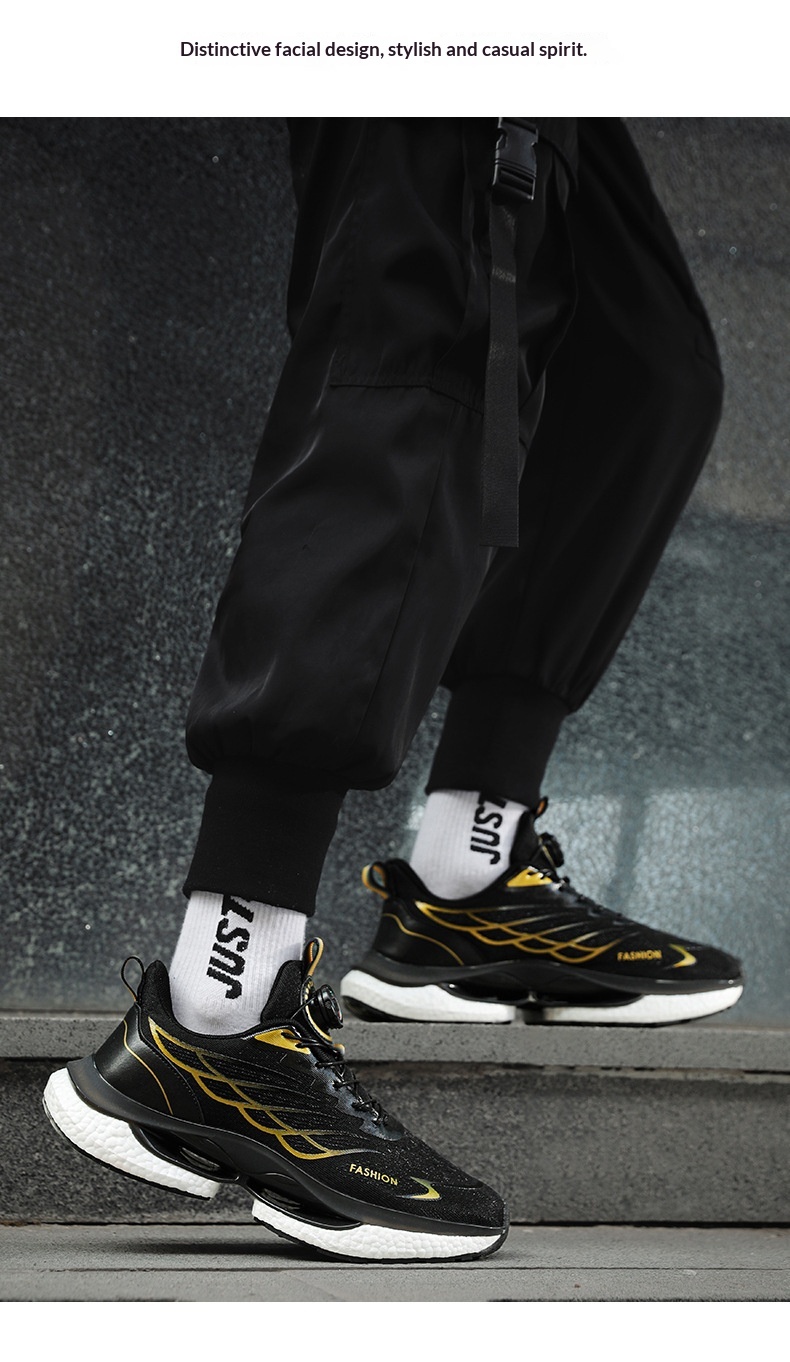 Zees 2024 Nuove scarpe da corsa con bottoni rotanti, estive, traspiranti, suola spessa, ammortizzanti, stile popcorn, da uomo_voghion.com