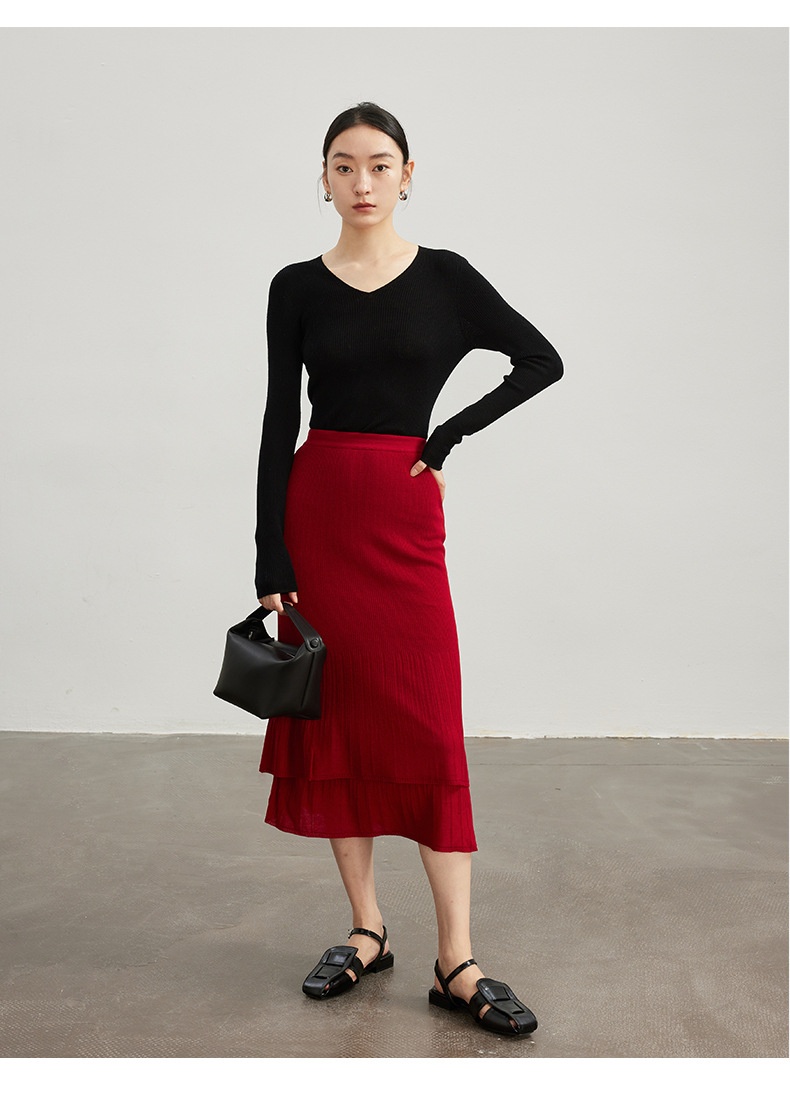 ChicShe ChicShe Xin Ao Pull tricoté sans couture en laine fine 100 % pour femme, taille 25, début d'automne, col roulé._voghion.com