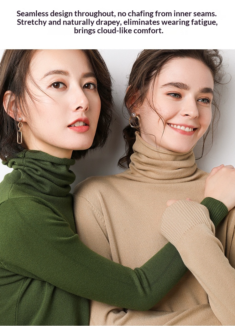 ChicShe ChicShe 2025 Autumn Winter New Women's Sweater Korean Style Pile Collar Slim Fit Inner Layer Base Shirt Knitted Wool_voghion.com