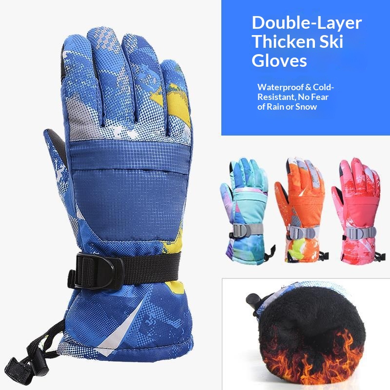boy Boy Boy Winter Couple Ski Men Outdoor Cycling Waterproof Women Fleece Lined Warm Cold-Proof Five-Finger Touchscreen N07 Gloves_voghion.com