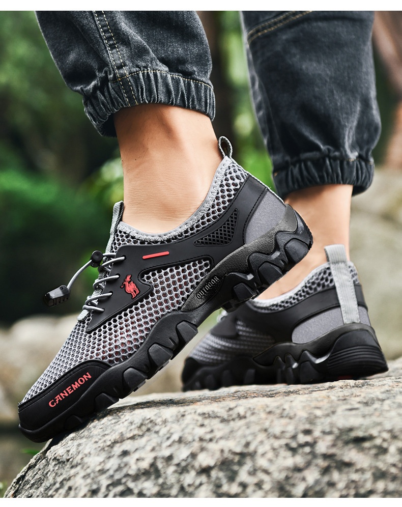 Chaussures de randonnée aquatiques d'été Zees pour hommes, en maille respirante, confortables et légères, idéales pour les voyages et le sport. Tendance et décontractées._voghion.com