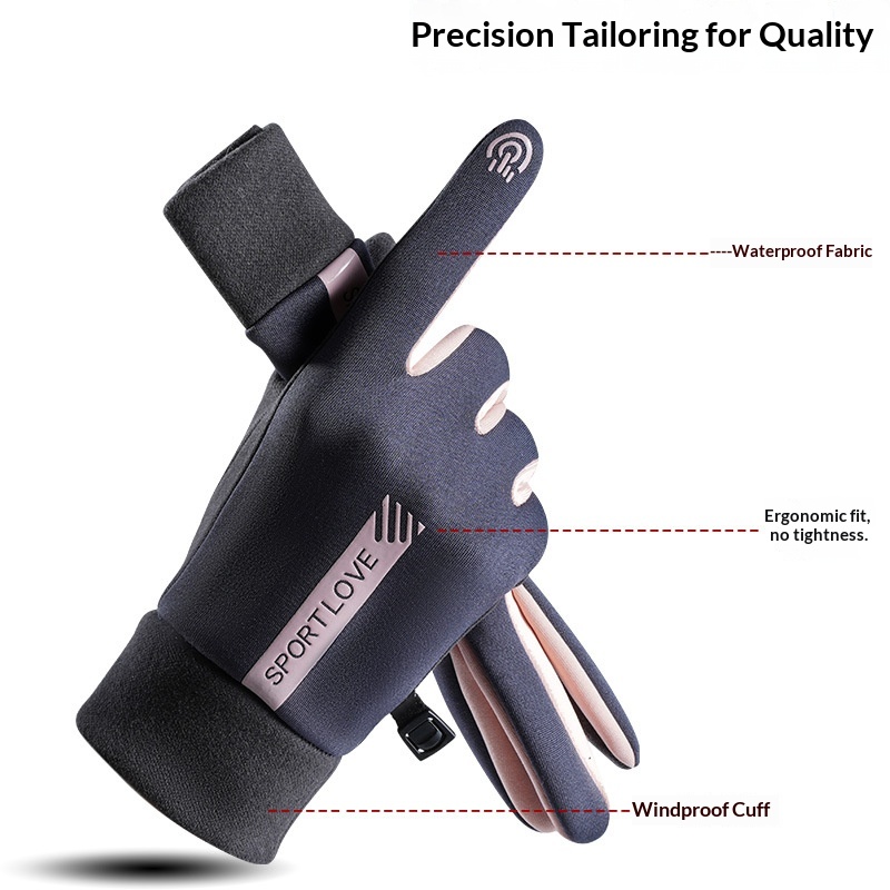 boy Boy Boy Warm Women's New Fleece-Lined Winter Water-Resistant Windproof Non-Slip Touchscreen Outdoor Sports Cycling Gloves_voghion.com