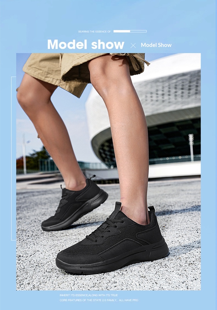 Baskets Zees All Sneakers Homme 2025 en maille respirante, noires pures, pour la course, les loisirs, semelle souple, grandes tailles (export 48)._voghion.com