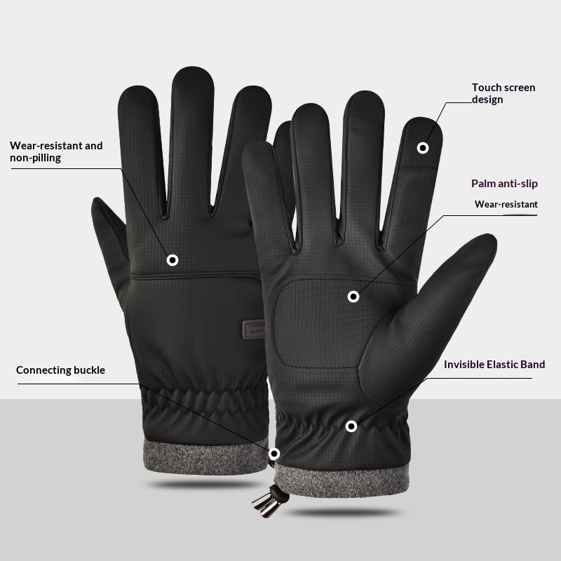 boy Boy Boy Winter Warm Thickened And Fleece-Lined Men's Cycling Running Windproof Water-Resistant Touchscreen Gloves Outdoor Sports_voghion.com