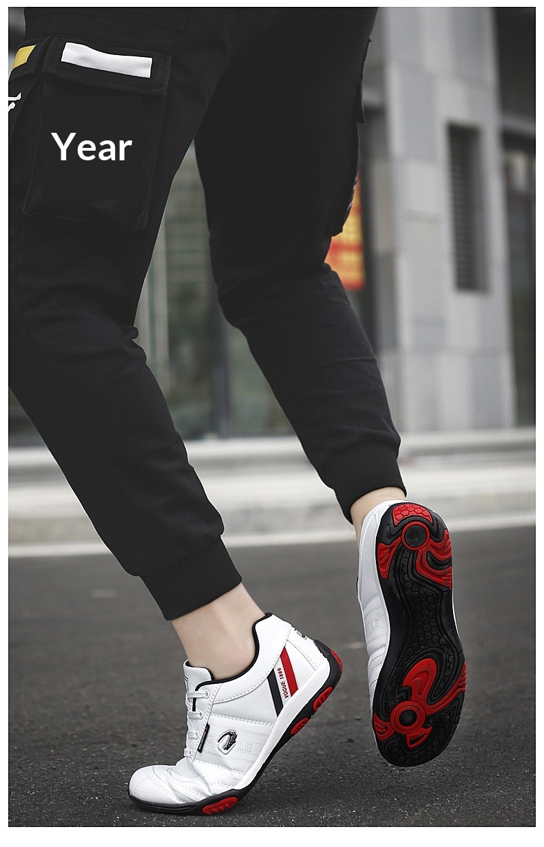 Zees Summer Casual Sports Men's Fashion Lightweight Breathable Golf White Shoes Large Size Rubber Sole Soft Leather Surface_voghion.com