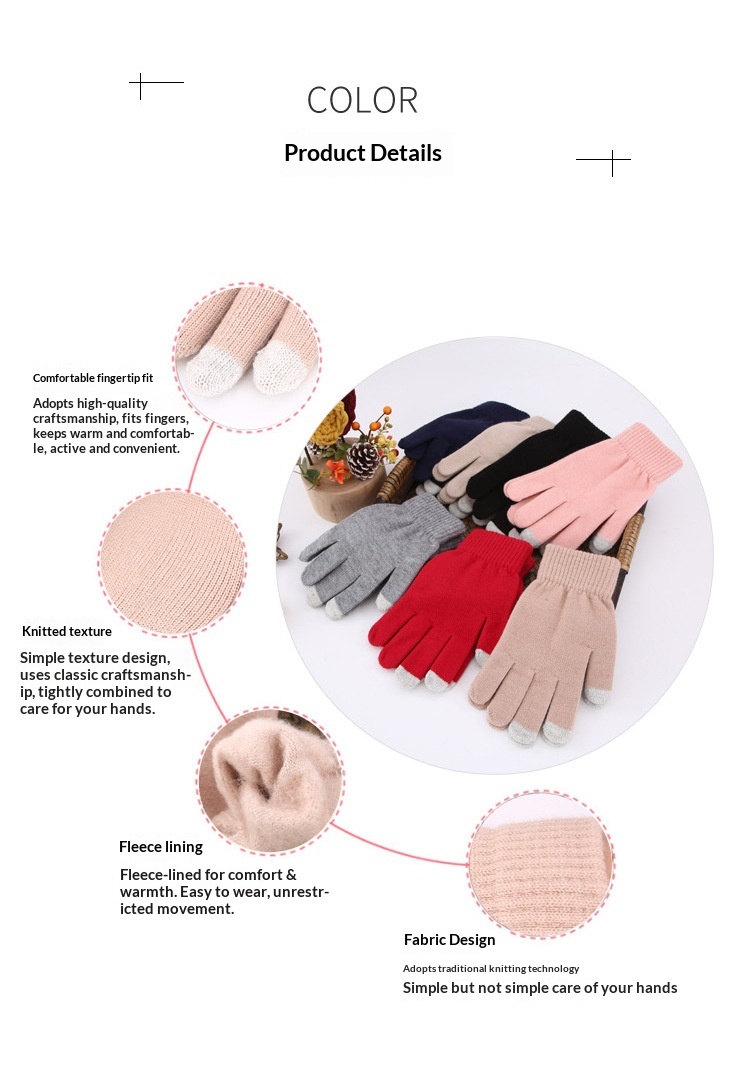 Guanti touchscreen in lana Boy Boy per uomo e donna, manicotti caldi per ciclismo e guida a cinque dita, pile spesso_voghion.com