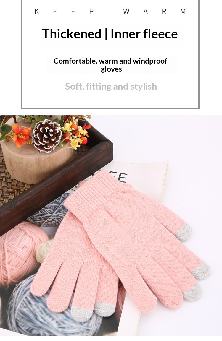 Guanti touchscreen in lana Boy Boy per uomo e donna, manicotti caldi per ciclismo e guida a cinque dita, pile spesso_voghion.com