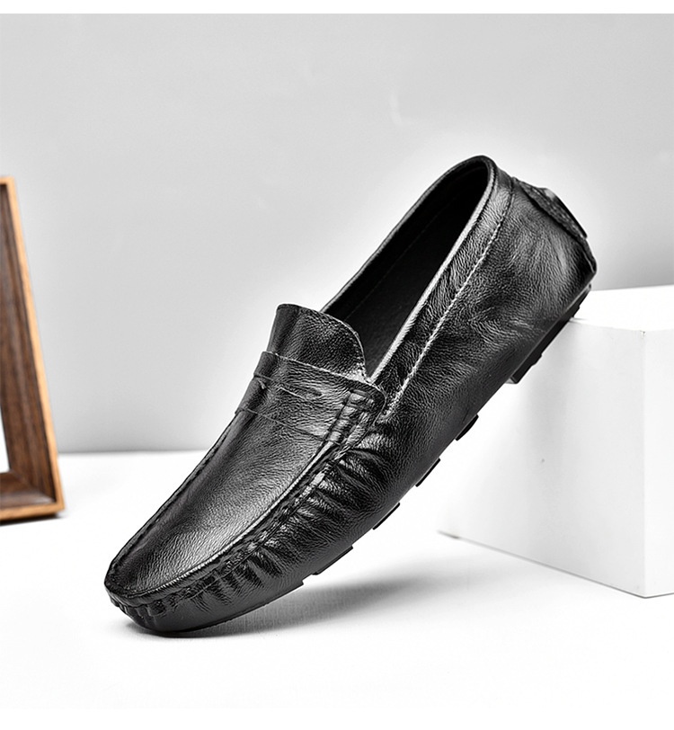 Voyage Voyage 2024 New Fashion British Style Men's Loafers Trendy Lightweight Casual Leather Versatile Slip-On Shoes_voghion.com