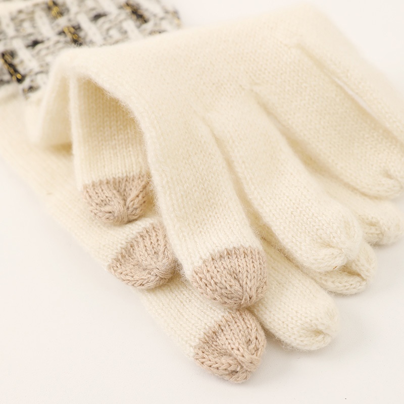 boy Boy Boy Cashmere Autumn Touchscreen Style Unisex Winter Knitted With Gold Thread Thermal Cycling Gloves_voghion.com