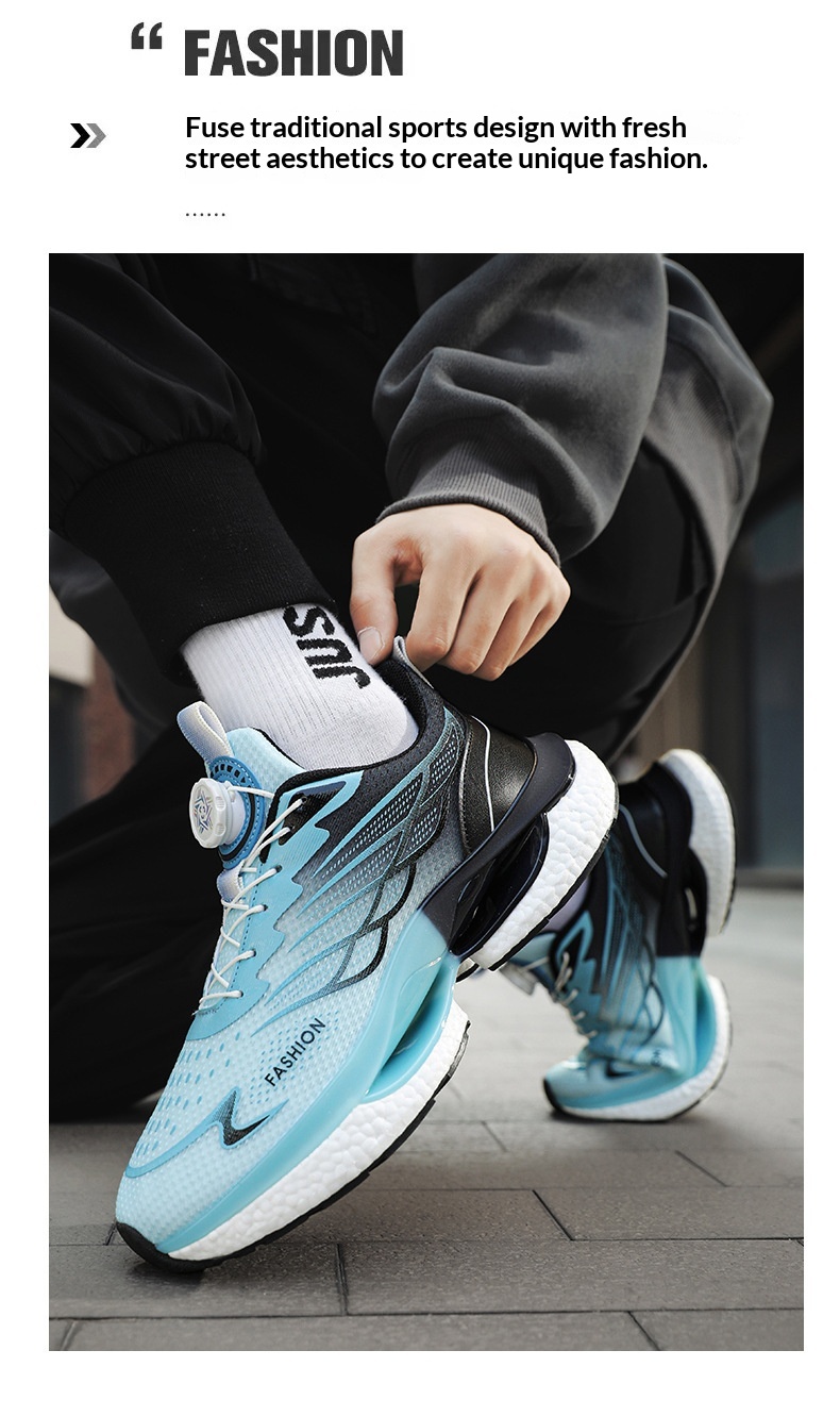 Zees 2024 Nuove scarpe da corsa con bottoni rotanti, estive, traspiranti, suola spessa, ammortizzanti, stile popcorn, da uomo_voghion.com