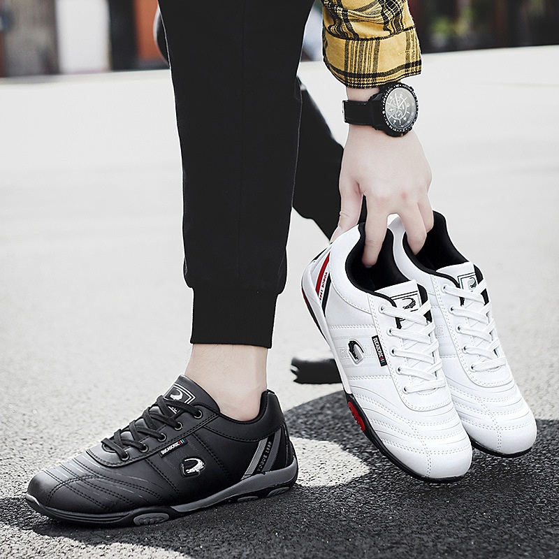 Zees Summer Casual Sports Men's Fashion Lightweight Breathable Golf White Shoes Large Size Rubber Sole Soft Leather Surface_voghion.com