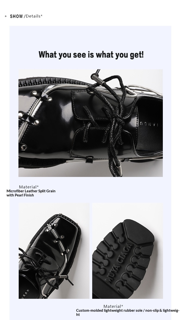 Voyage Voyage Niche Spring Lace-Up Thick-Soled Derby For Women 2022 New Retro Chunky Heel Loafers British Style Square-Toed Leather_voghion.com