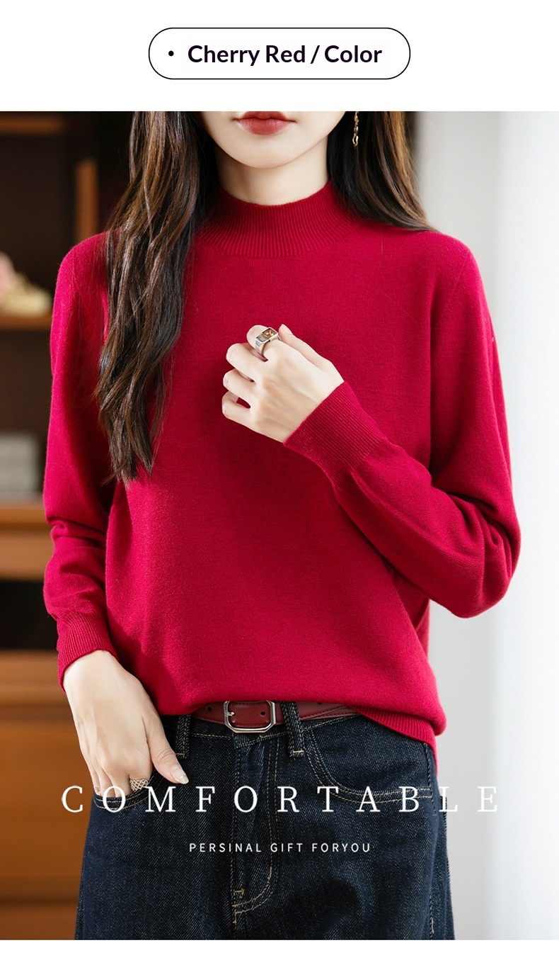 ChicShe ChicShe Half Turtleneck Knitted Sweater Women, Short Style, Autumn And Winter New Pullover, Long Sleeve Top, Andy Velvet Base_voghion.com