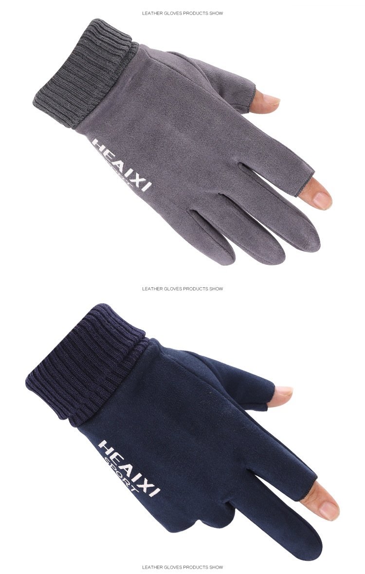 Guanti in pelle scamosciata Boy Boy per uomo e donna, per coppie, autunno inverno, caldi, foderati in pile, spessi, touchscreen, antiscivolo, per sport all'aria aperta_voghion.com