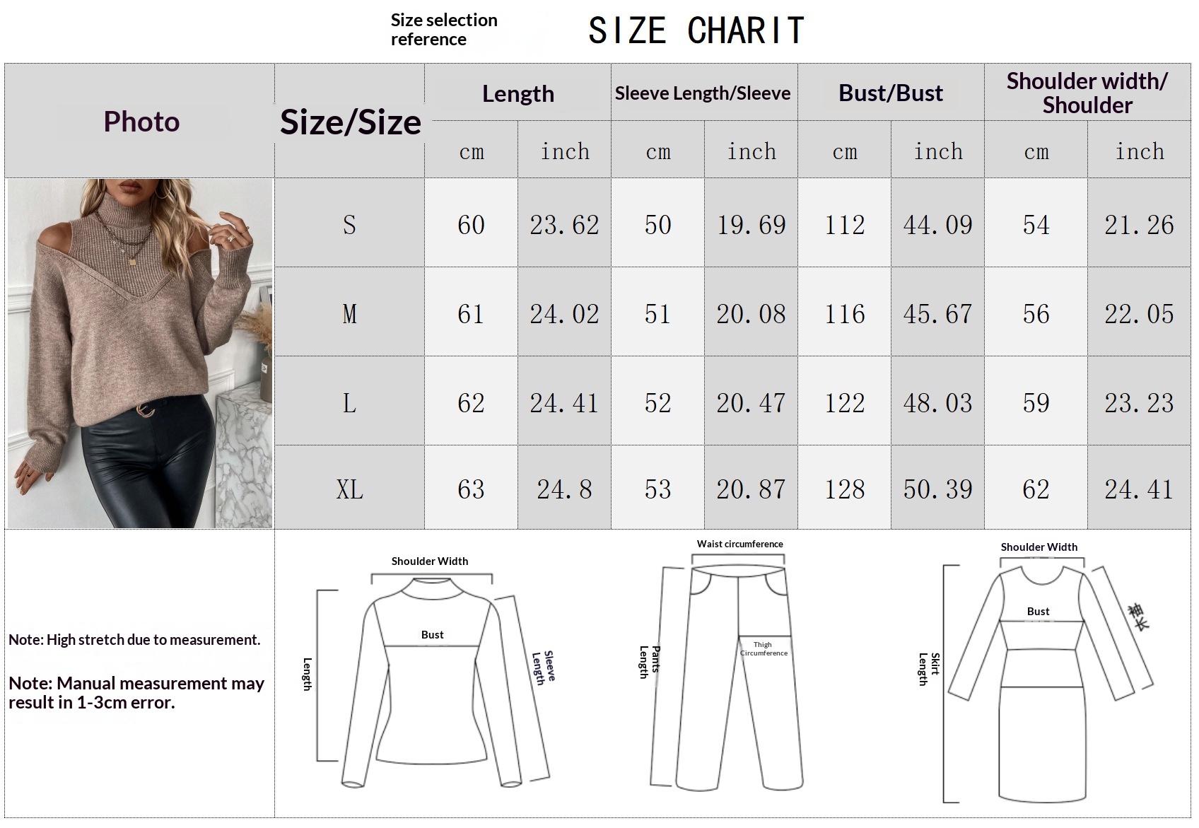 ChicShe ChicShe Autumn Winter Cross-Border European And American Women's Knitted Export Off-Shoulder Half Turtleneck Solid Color_voghion.com