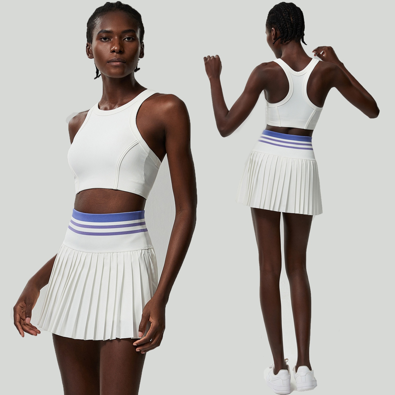 ChicShe ChicShe ChicShe Ensemble de vêtements de sport, fitness et yoga transfrontaliers pour femmes, grande taille, séchage rapide, deux pièces, badminton et tennis_voghion.com