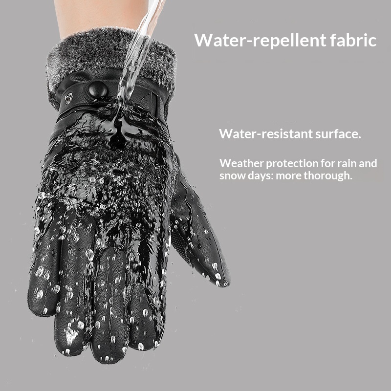 boy Boy Boy Men's Leather Gloves Winter Windproof Warm Fleece Lined Thickened Outdoor Sports Cold-Proof Waterproof Cycling_voghion.com