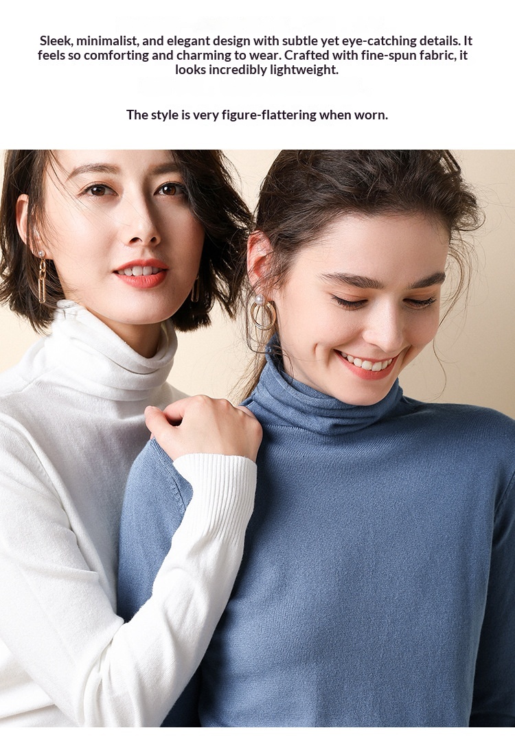 ChicShe ChicShe 2025 Autumn Winter New Women's Sweater Korean Style Pile Collar Slim Fit Inner Layer Base Shirt Knitted Wool_voghion.com