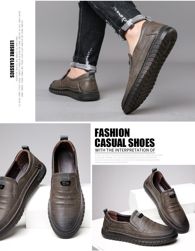 Voyage Voyage New Leather Cowhide Business Loafers Casual Men's Soft Sole Non-Slip Lazy Shoes_voghion.com
