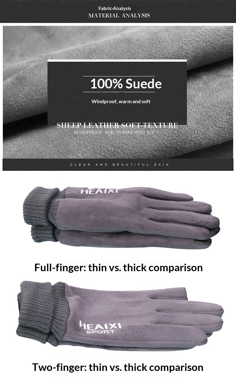 Guanti in pelle scamosciata Boy Boy per uomo e donna, per coppie, autunno inverno, caldi, foderati in pile, spessi, touchscreen, antiscivolo, per sport all'aria aperta_voghion.com