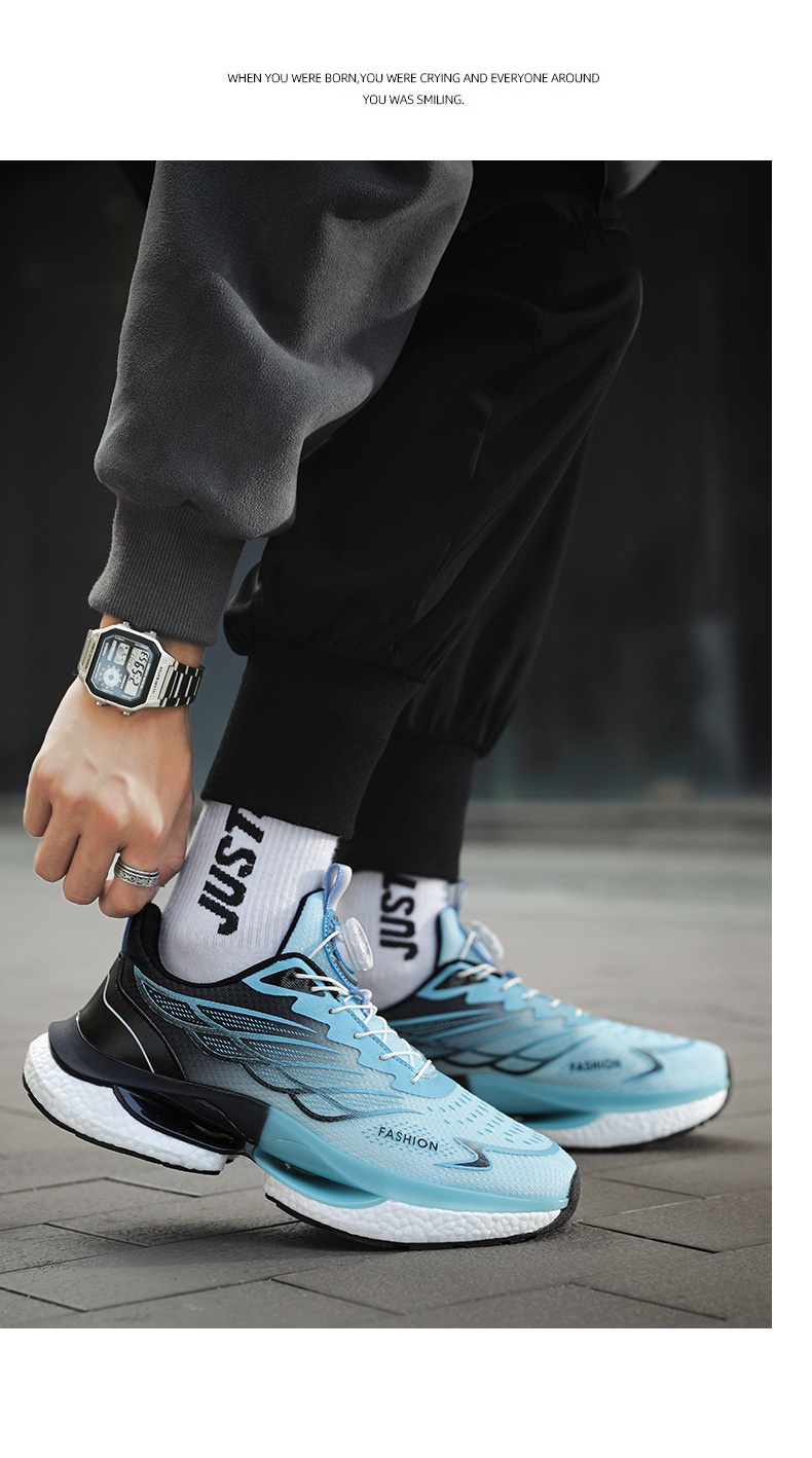 Zees 2024 Nuove scarpe da corsa con bottoni rotanti, estive, traspiranti, suola spessa, ammortizzanti, stile popcorn, da uomo_voghion.com