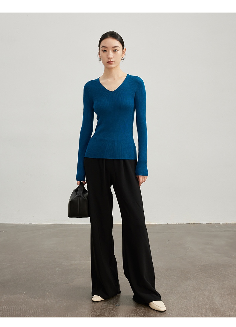 ChicShe ChicShe Xin Ao Pull tricoté sans couture en laine fine 100 % pour femme, taille 25, début d'automne, col roulé._voghion.com