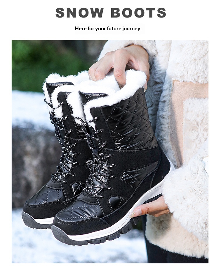 Bottes d'extérieur Zees avec doublure polaire pour femmes, chaussures de randonnée et de sport chaudes pour l'automne et l'hiver, bottes hautes imperméables en coton._voghion.com