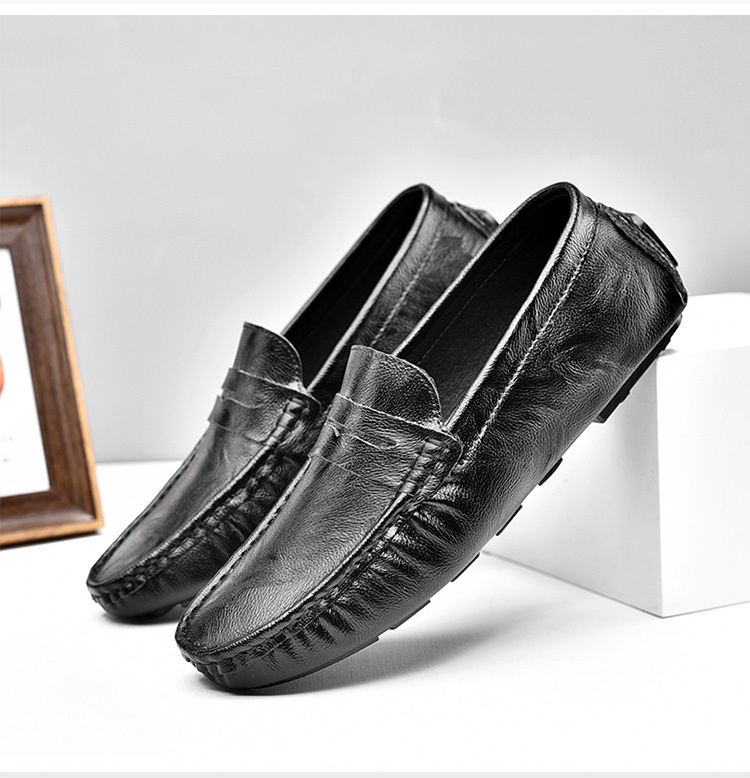 Voyage Voyage 2024 New Fashion British Style Men's Loafers Trendy Lightweight Casual Leather Versatile Slip-On Shoes_voghion.com