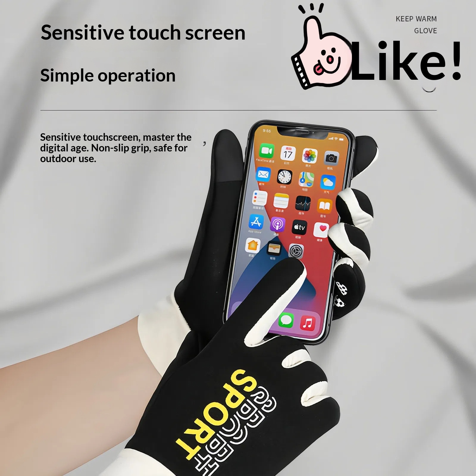 boy Boy Boy Cycling Adult Gloves Men And Women Fleece Lined Warm Windproof Waterproof Fingerless Touchscreen Autumn Winter Outdoor_voghion.com