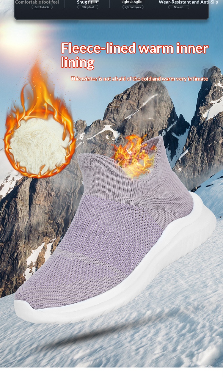 Calzini sportivi casual da uomo Zees Cross-Border Foreign Trade, foderati in pile, taglia 35-45, alla moda, grandi, per coppie, scarpe in maglia Lazy Fly_voghion.com