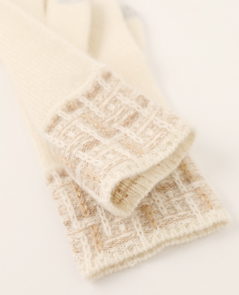 boy Boy Boy Cashmere Autumn Touchscreen Style Unisex Winter Knitted With Gold Thread Thermal Cycling Gloves_voghion.com