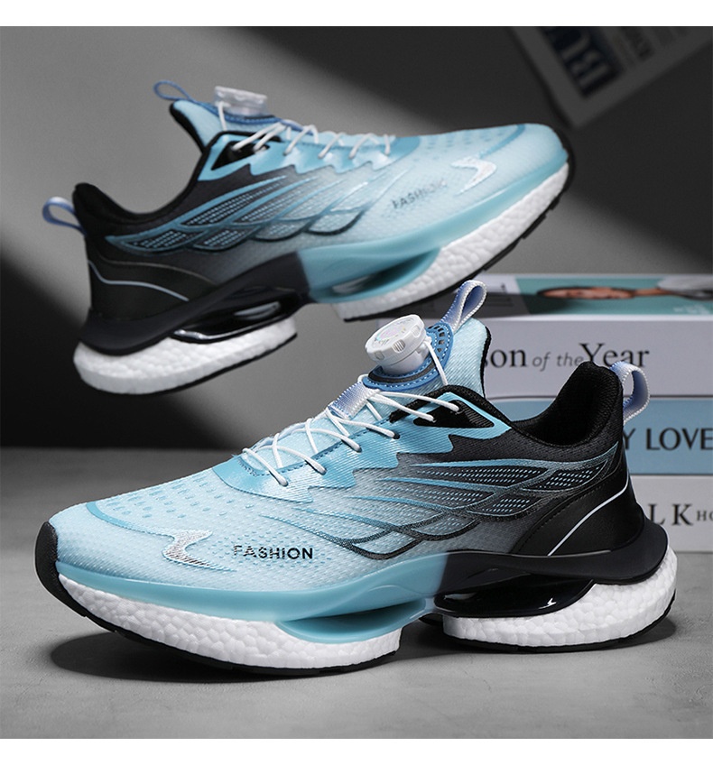 Zees 2024 Nuove scarpe da corsa con bottoni rotanti, estive, traspiranti, suola spessa, ammortizzanti, stile popcorn, da uomo_voghion.com