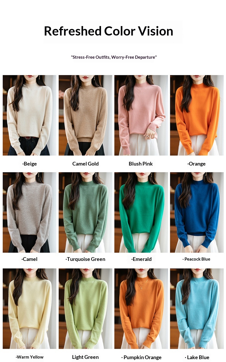ChicShe ChicShe Half Turtleneck Knitted Sweater Women, Short Style, Autumn And Winter New Pullover, Long Sleeve Top, Andy Velvet Base_voghion.com